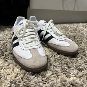 adidas White Black and Light Tan Samba OG Sneakers. Worn A few times.